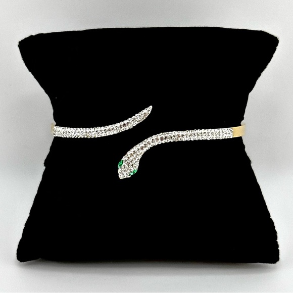 18K Gold Plated over Stainless Steel Bangle Snake Bracelet - Picture 2 of 5